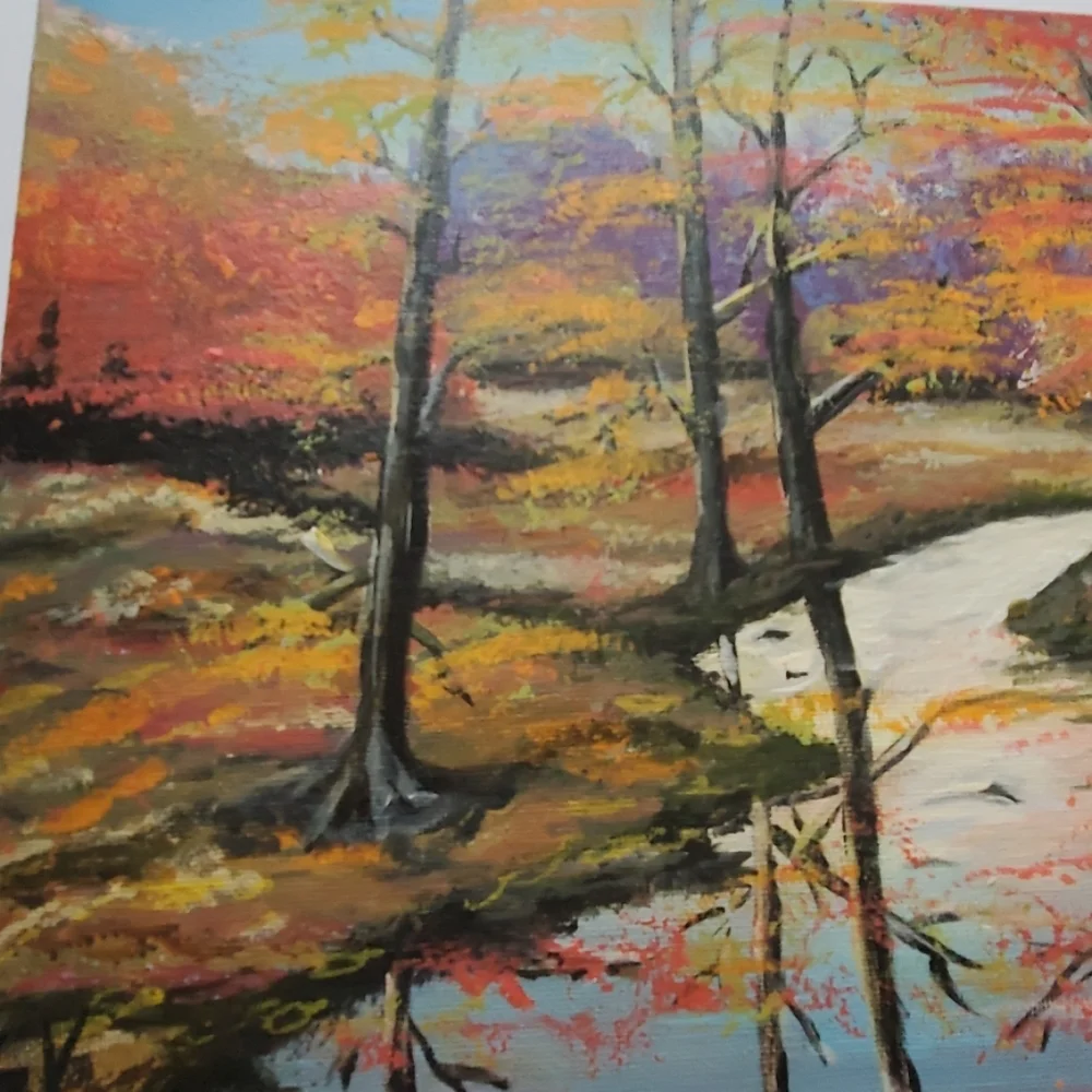 Fall in the meadow, acrylic painting